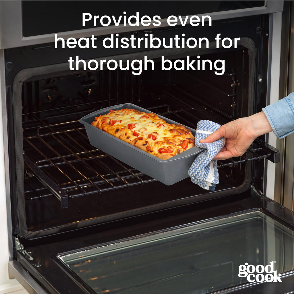 GoodCook Set of 2 Extra Large 13" x 5" Nonstick Steel Bread Loaf Pans, Gray - Set of Two Loaf Pans, Even Heat Distribution, Scratch-Resistant Nonstick Coating, Durable Construction, Easy to Clean
