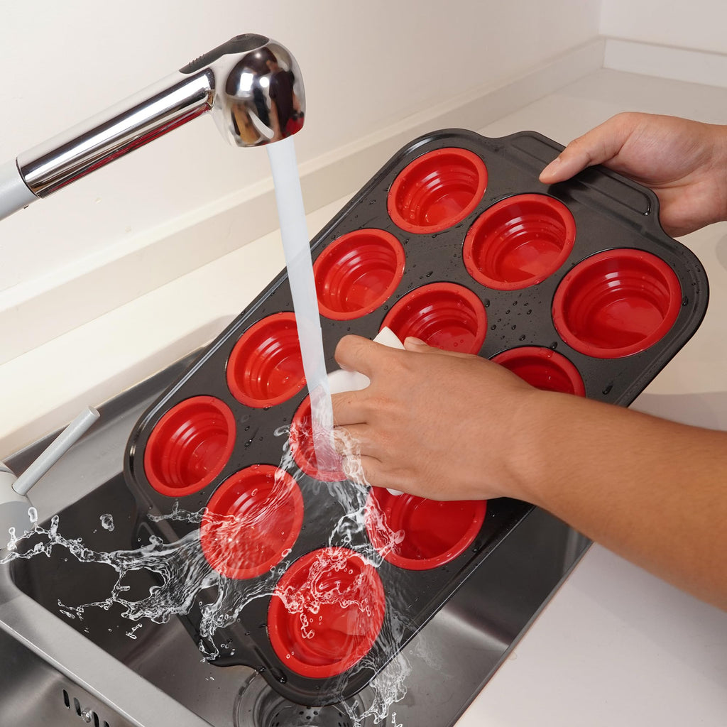 Lyveit Silicone Muffin Pan for Baking with Metal Frame