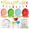 Christmas Plates and Napkins, Light Bulb Party Tableware Set, Serves 25