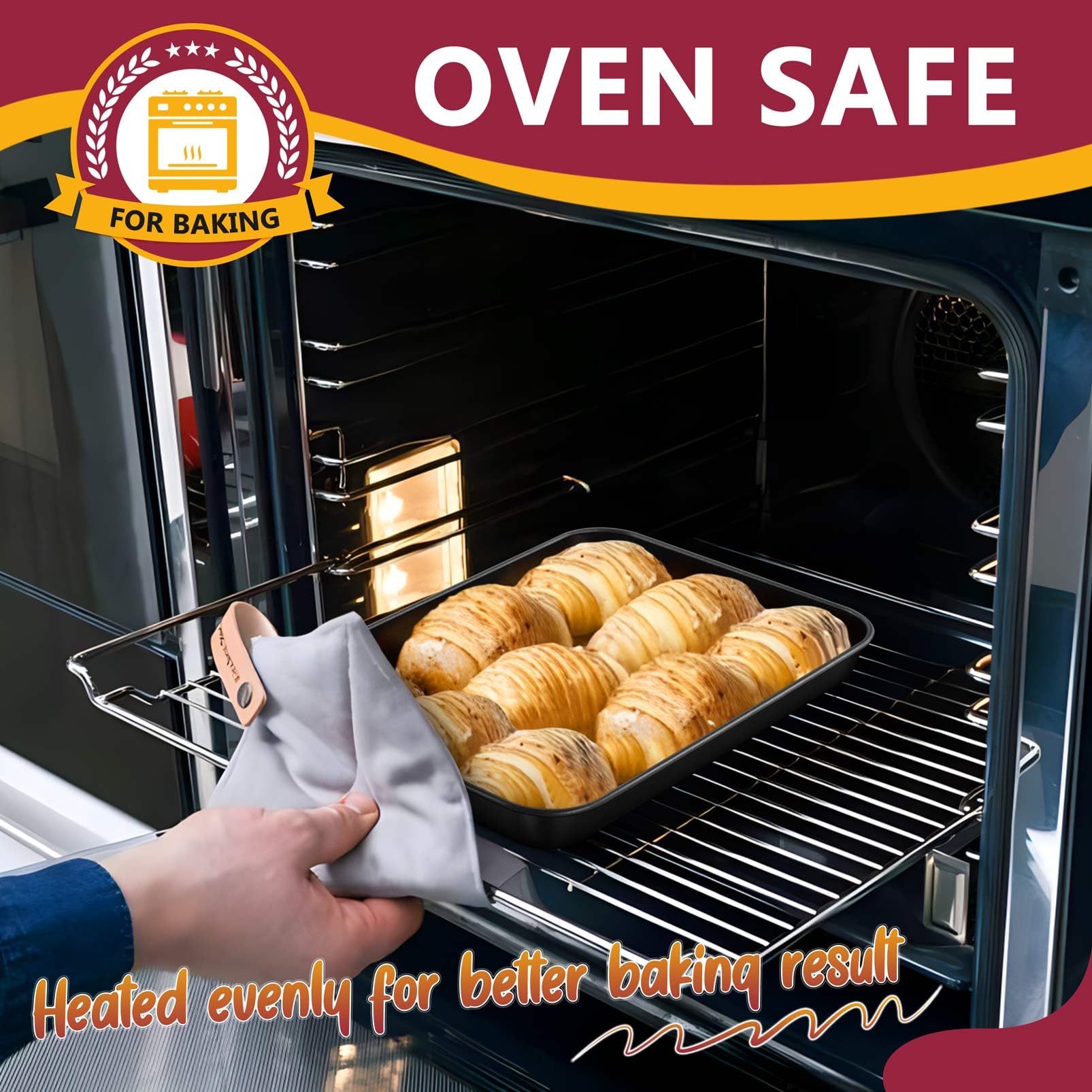 P&P CHEF Baking Cookie Sheet Pan, Carbon Steel Oven Tray, 10.5 Inch & 1PC