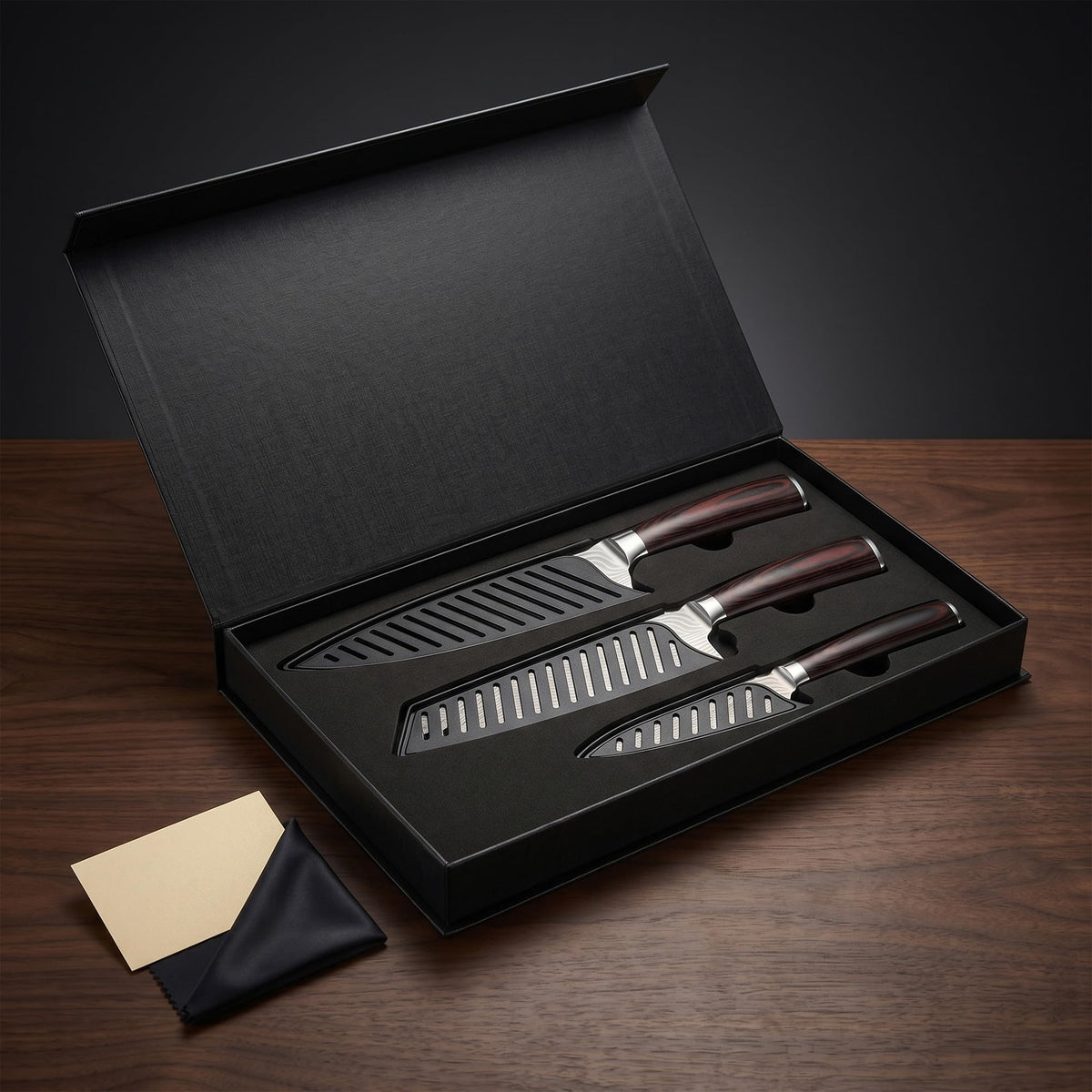 SANDEWILY Japanese Knife Set, 3 Piece Kitchen Knives with Sheaths