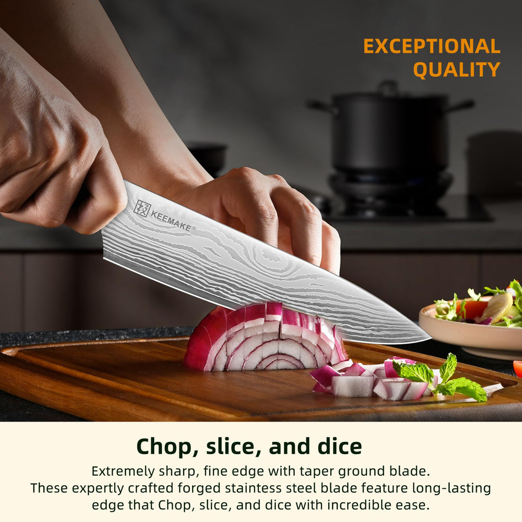 KEEMAKE 14 Piece Kitchen Knife Set with Wood Block