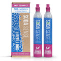 Soda Sense CO2 Cartridges - 2PK Easy Connect 60L CO2 Cylinders, Set of 2 Pre Filled CO2 Tank Gas Refills - Compatible with SodaStream CO2 Quick Connect Pink Snap-On Soda Streaming Machine