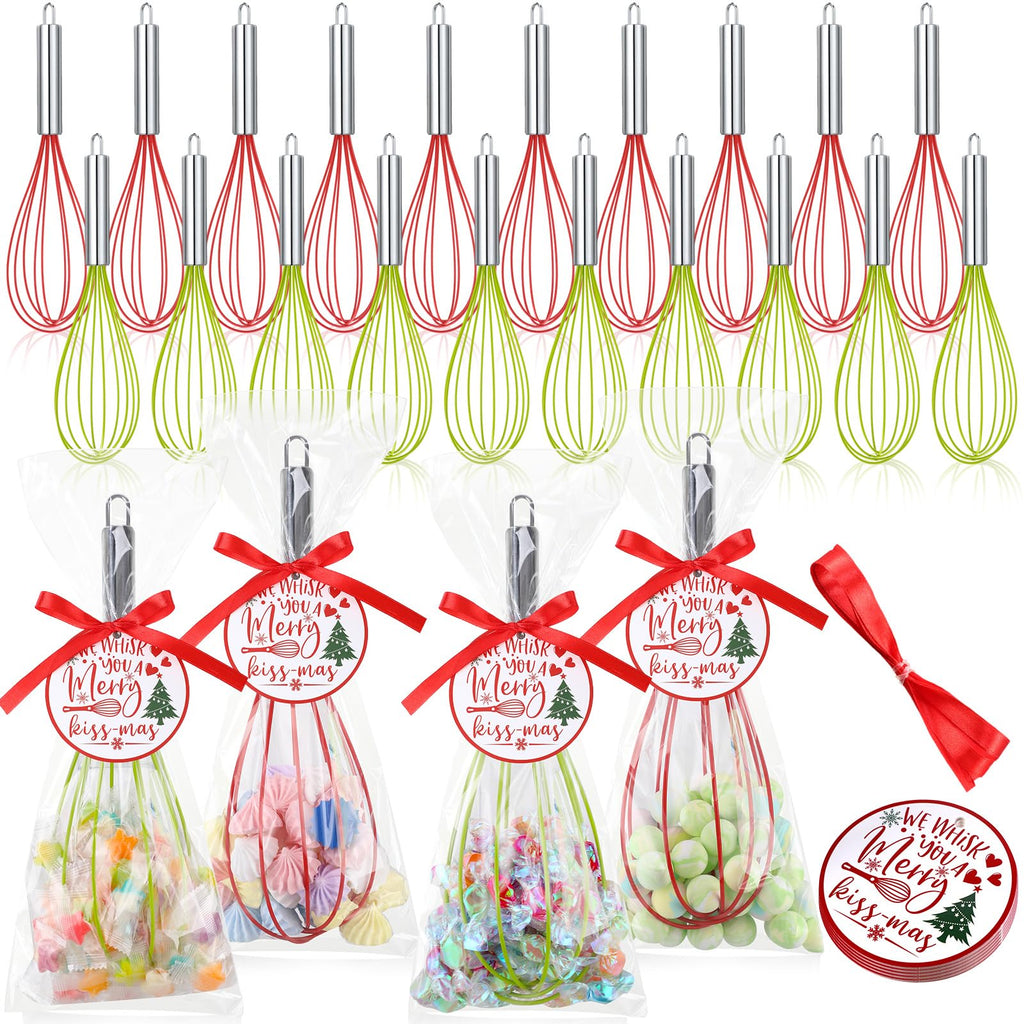 Foldtier 24 Sets 10 Inch Silicone Whisks Christmas Cooking Gifts Bulk