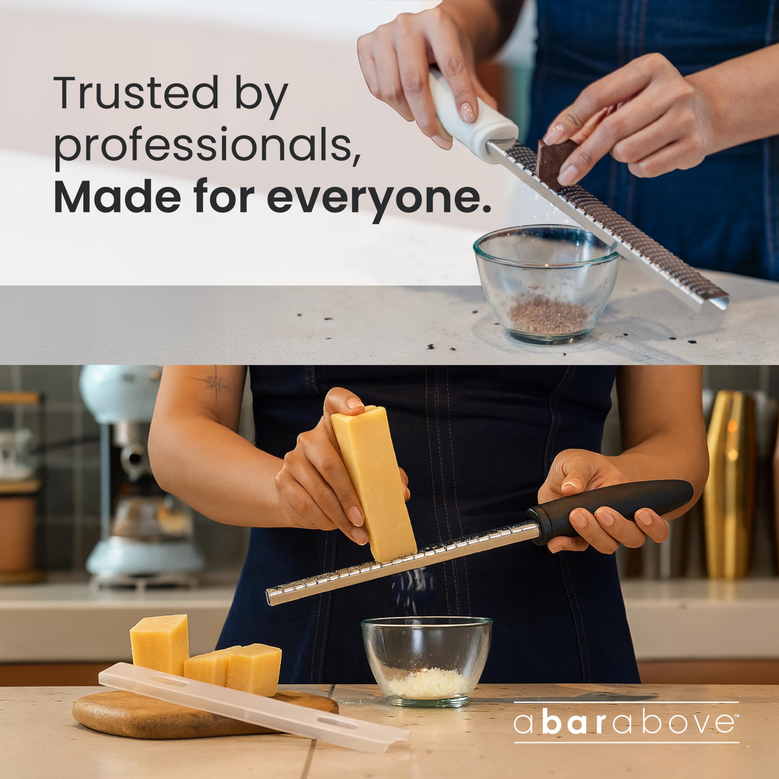 A Bar Above Lemon Zester and Cheese Grater, Professional, 12 Inch, White