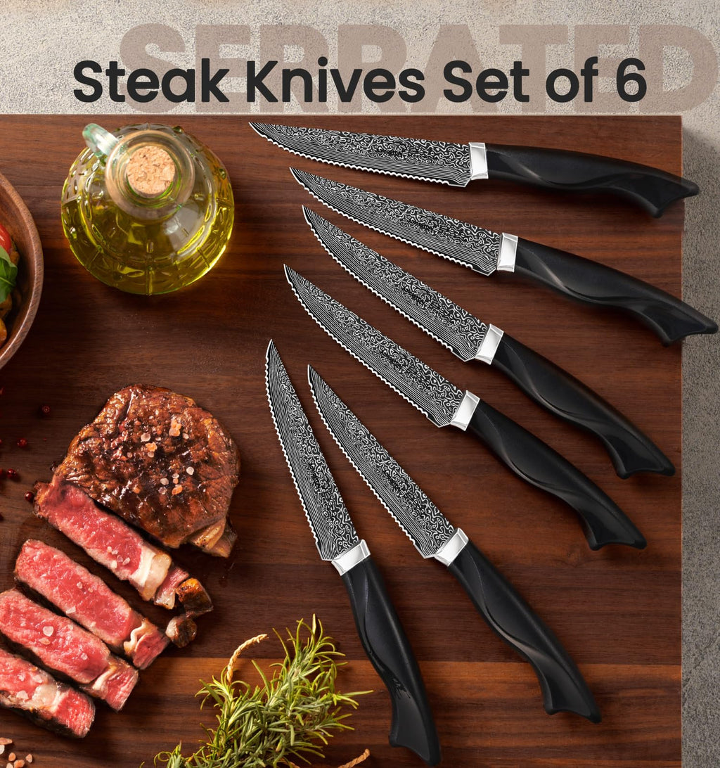 Knife Set, 15 Pieces Kitchen Knife Set with Built in Sharpener, High Carbon German Stainless Steel Knife Block Set, Dishwasher Safe, Fathers Day Gift for Men