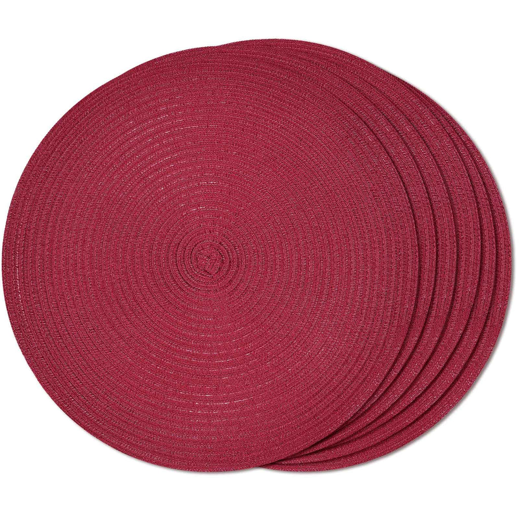 FunWheat Round Braided Placemats Set of 4 Place mats for Dining Tables Woven Heat Resistant Table Mats 15 inch (Wine,4pcs)
