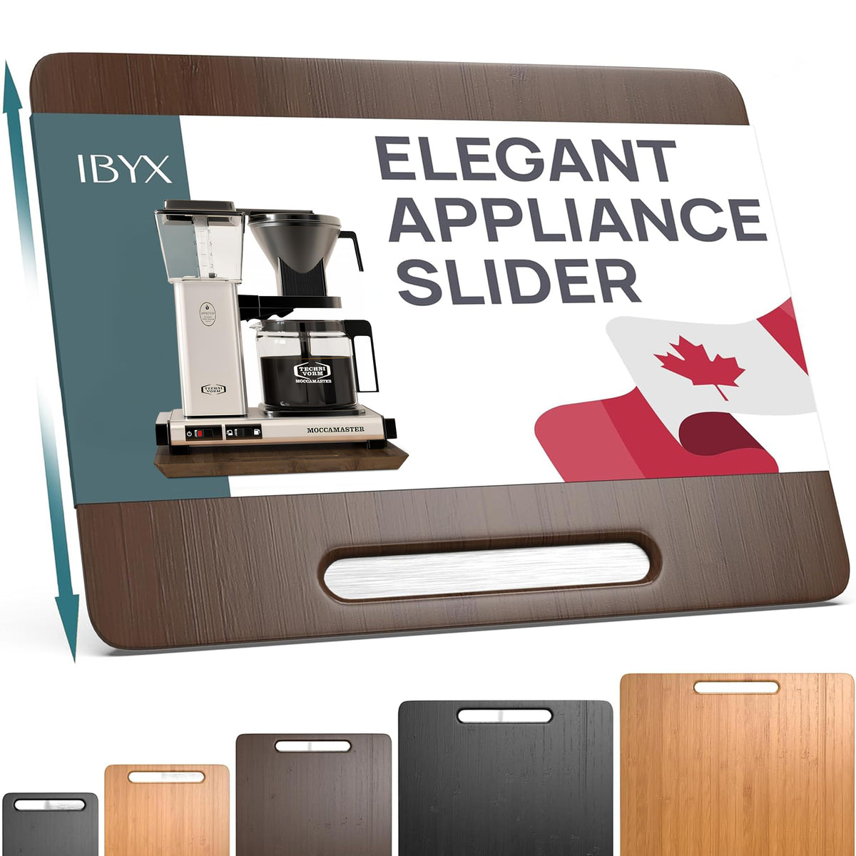 Ibyx Appliance Slider, Sliding Tray for Coffee Maker, 7.5x14.5 in, Brown