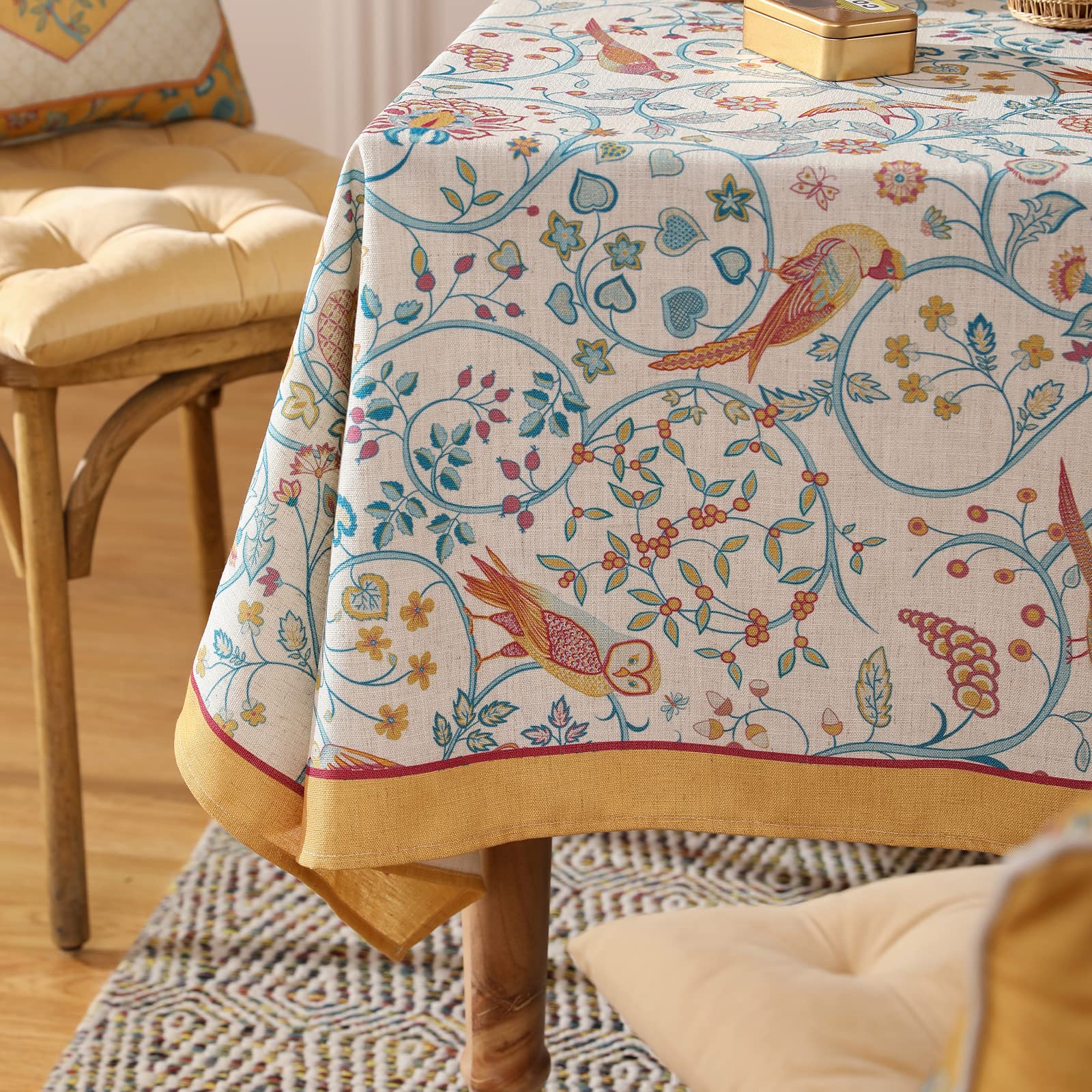 patdrea Vintage French Linen Tablecloth,Square,67"x67"-Magnolia