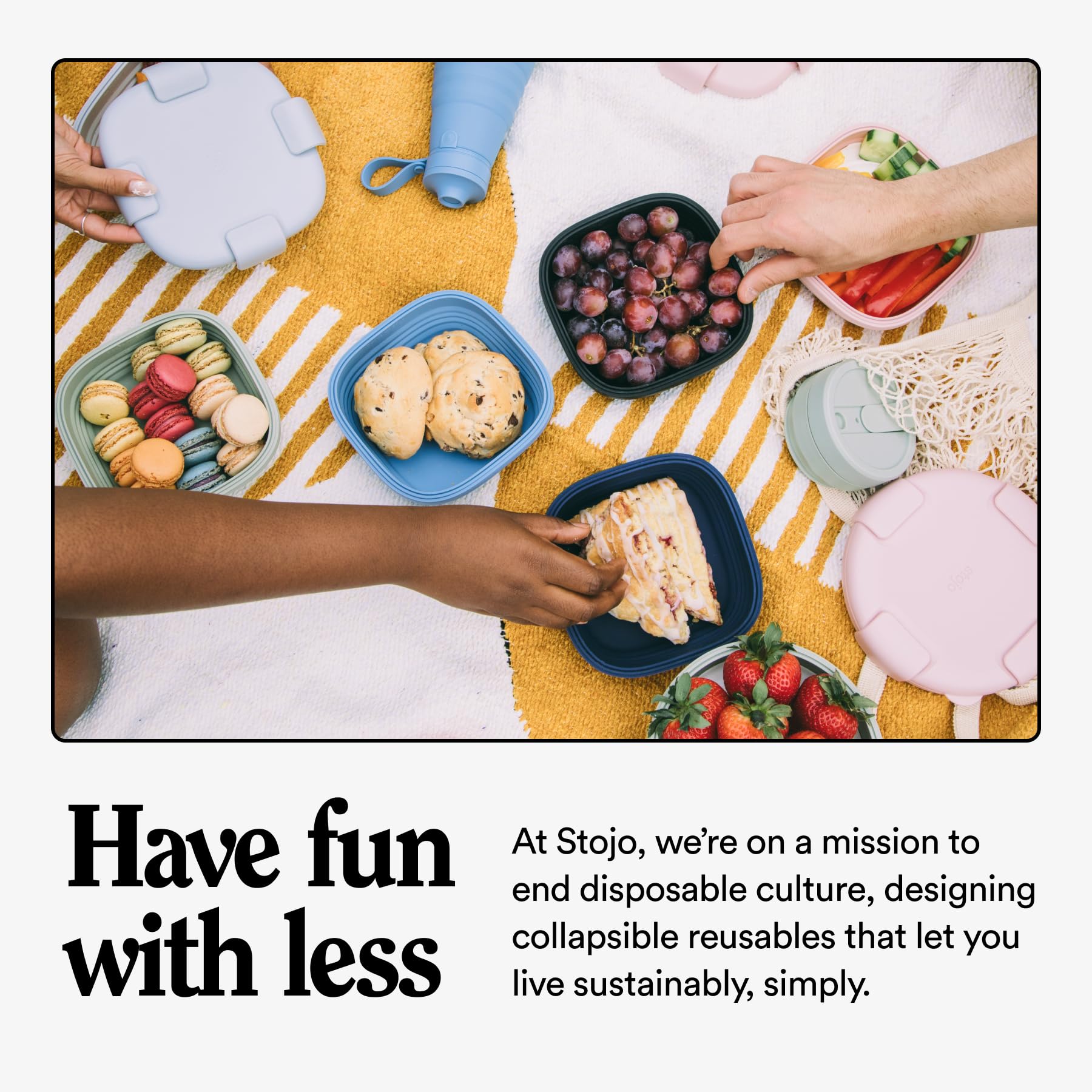 STOJO Collapsible Sandwich Box – 24oz, Reusable Food Storage Container, Silicone Bowl for Hot/Cold Food – Meal Prep, Lunch, Camping, Hiking – Dishwasher Safe (Sage, Set of 5)