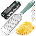 Zulay Kitchen Professional Cheese Grater Stainless Steel - Durable Rust-Proof Metal Lemon Zester Grater With Handle - Flat Handheld Grater For Cheese, Chocolate, Spices, And More - Mint