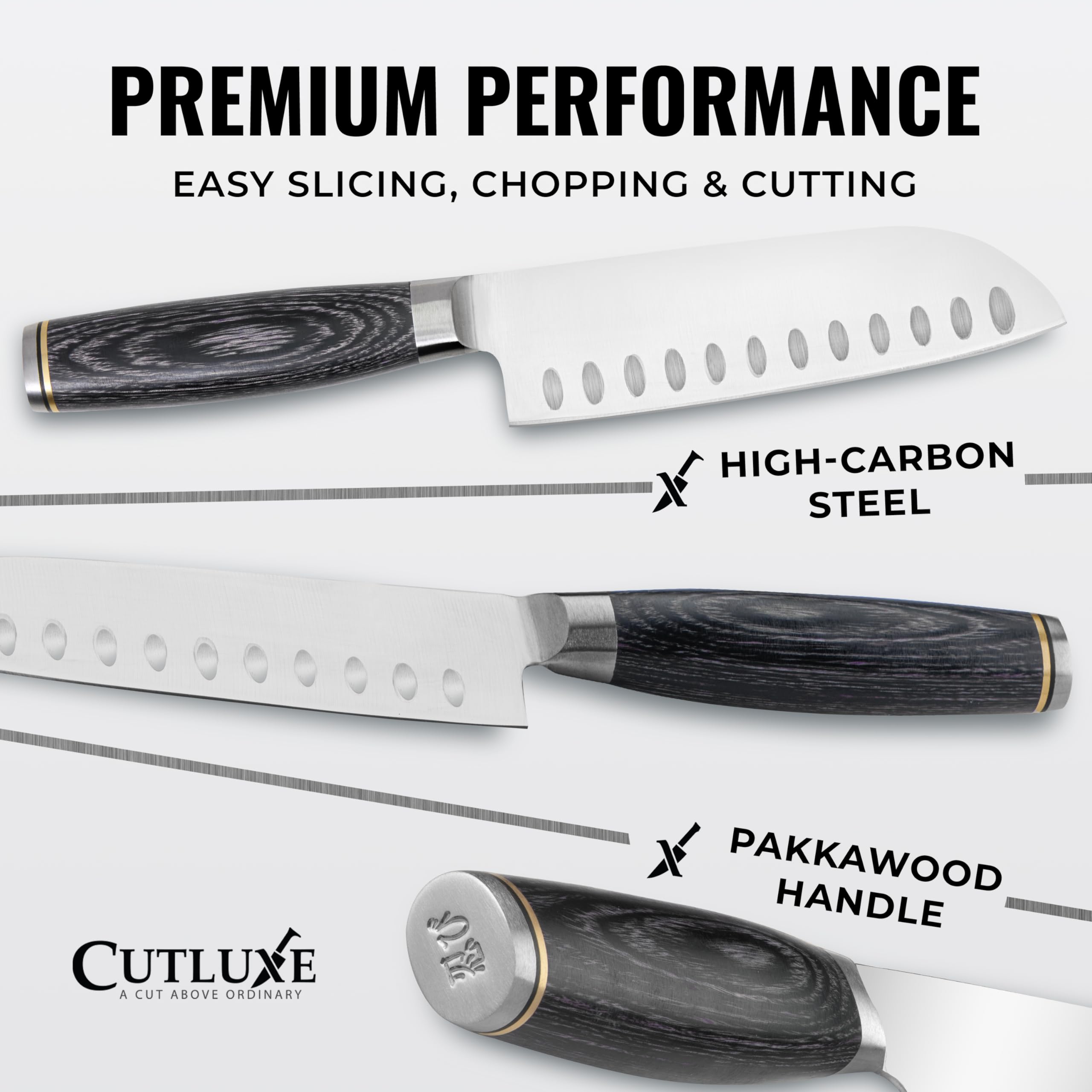 Cutluxe Santoku Knife, 5" Japanese Meat & Vegetable Knife for Chopping