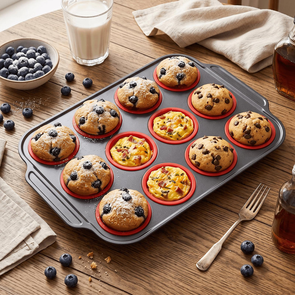 Lyveit Silicone Muffin Pan for Baking with Metal Frame