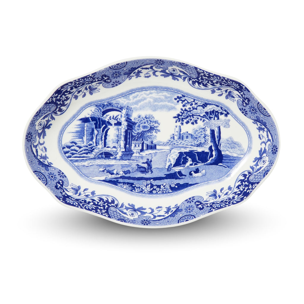 Spode Blue Italian Pickle Dishes | Set of 2 Serving Trays for Appetizers and Hors D'oeuvres | 8.5 x 5.5 Inch | Blue and White | Made of Porcelain | Microwave and Dishwasher Safe