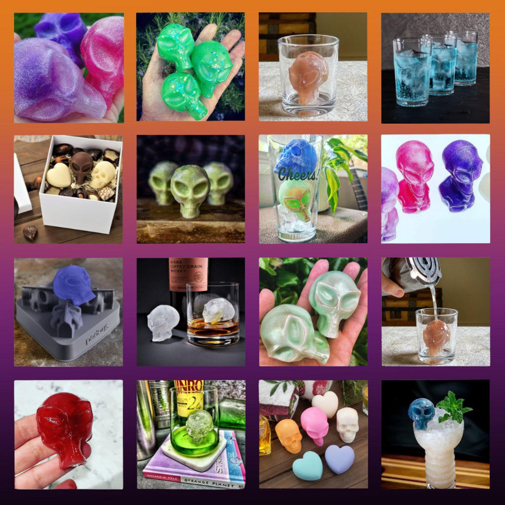 SHAPED 3D Ancient Alien Ice Mold Trays, Flexible Silicone Alien Figure Makers for Ice Cubes, Soaps, Chocolates, DIY Figures, Cookies, Resin Models