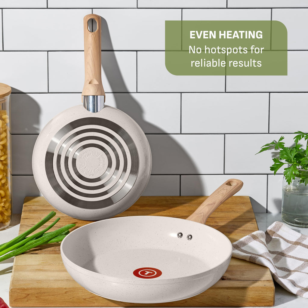 T-fal Revive Ceramic Nonstick Saute Frying Pan with Lid 6 Qt, Oven Safe to 350°F Cookware, Stay-Cool Handle Skillet, Ceramic Pots and Pans, Beige Granite