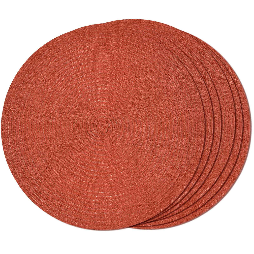 FunWheat Round Braided Placemats Set of 4 Place mats for Dining Tables Woven Heat Resistant Table Mats 15 inch (Wine,4pcs)
