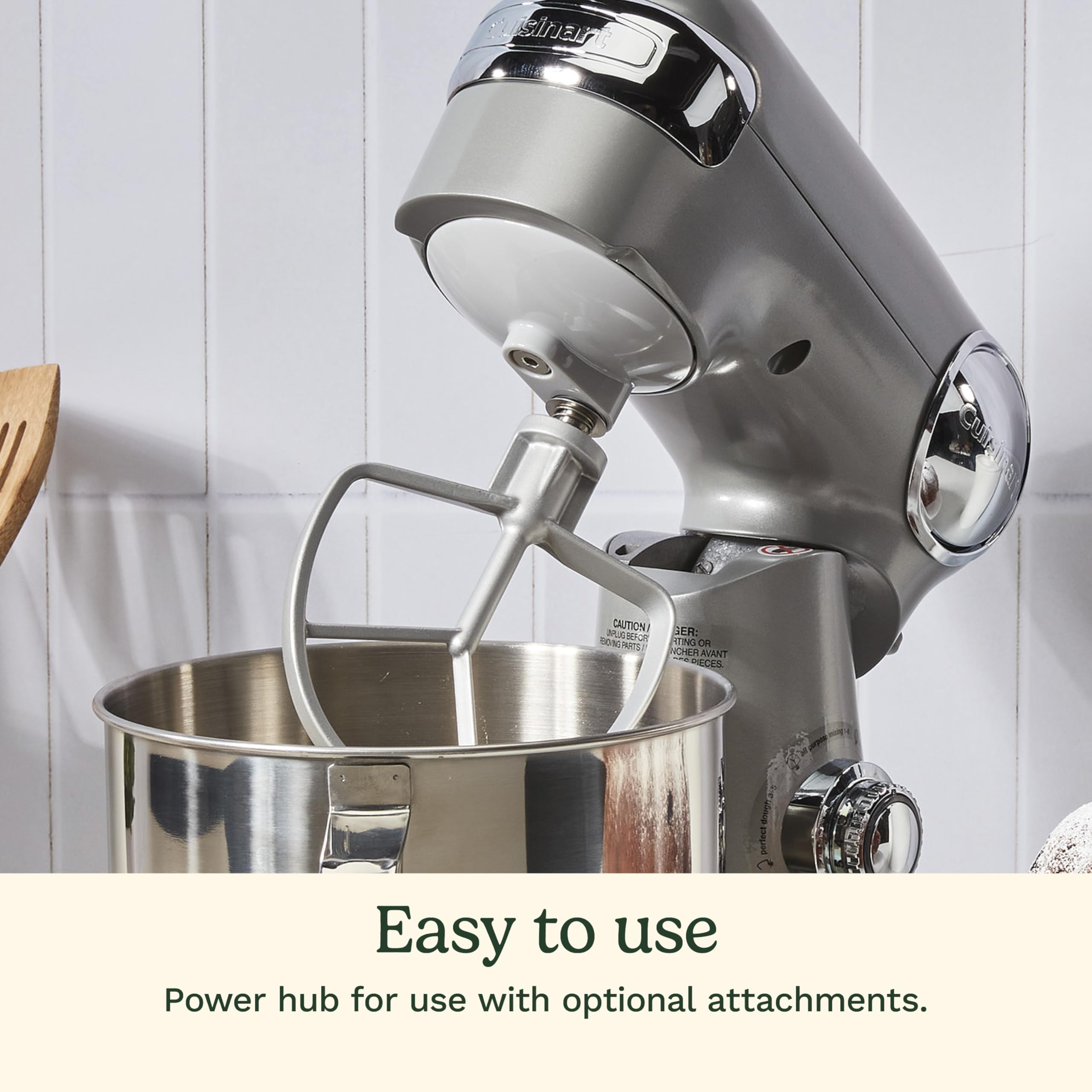 Cuisinart Stand Mixer, 12 Speeds, 5.5-Quart Mixing Bowl, Chef's Whisk, Flat Mixing Paddle, Dough Hook, and Splash Guard with Pour Spout, Silver Lining, SM-50BCNAS, Silver Lining