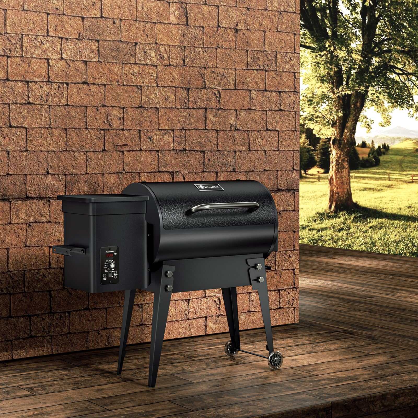 Electric Wood Pellet Grill & Smoker with Foldable Legs, 456 SQ.IN Grill Capacity, 11LB Pellet Hopper, PID Temperature Control 180-425°F, Portable Foldable Design for Backyard Camping Bake and Roast