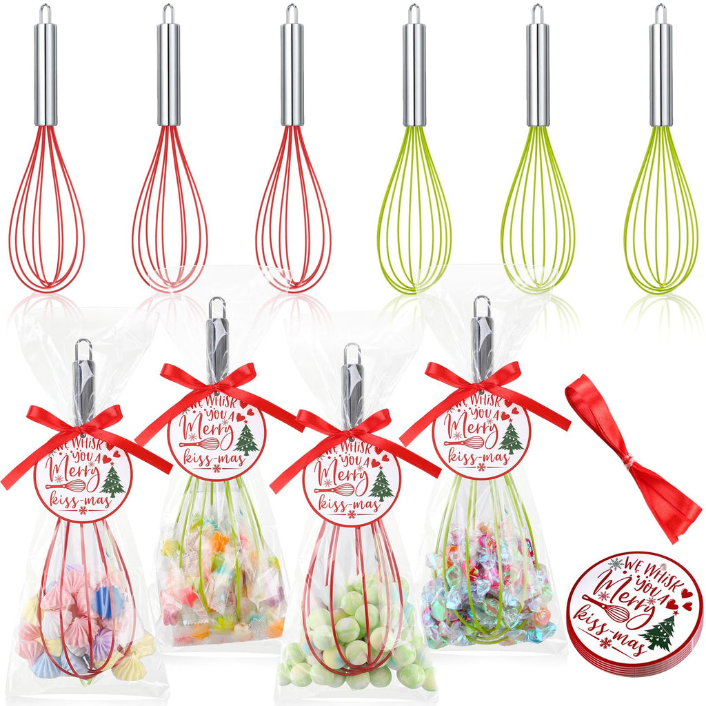 Foldtier 24 Sets 10 Inch Silicone Whisks Christmas Cooking Gifts Bulk