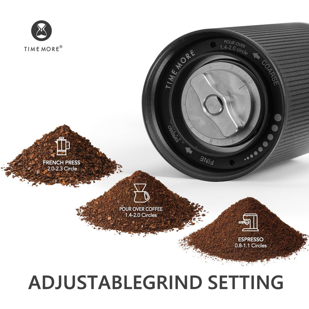 TIMEMORE Chestnut C3 ESP Manual Coffee Grinder, Stainless Steel S2C Portable Conical Burr Hand Coffee Grinder, Adjustable Grind Setting for Espresso to French Press - Black