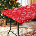 homing Rectangle Table Cloth Cover, Water-Resistant Polyester Elastic Fitted Tablecloth, Fits for 8 Foot Folding Tables, Washable Table Protector for Picnic, Camping, Outdoor (Snowflakes, 30" x 96")