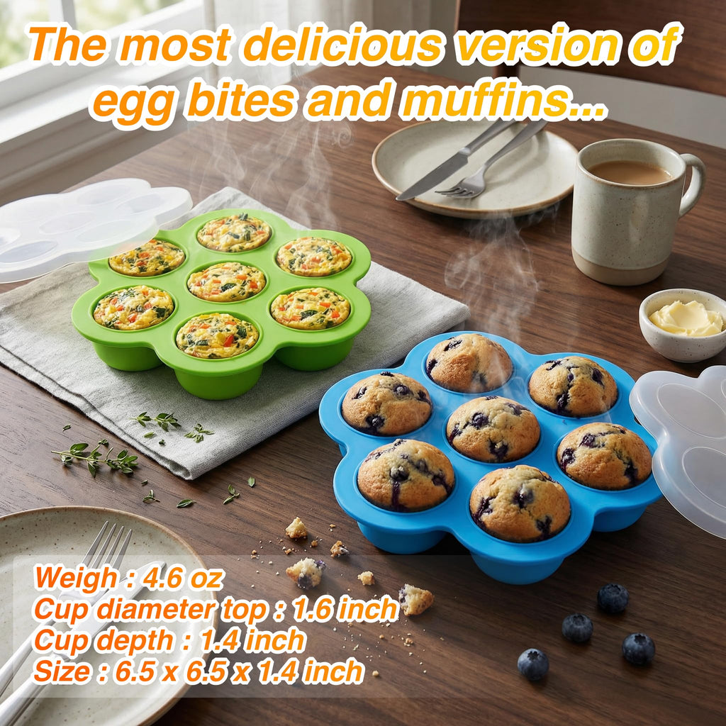 GOKCEN's Silicone Egg Bite Molds 12 Cups Silicone Muffin Pans for Baking