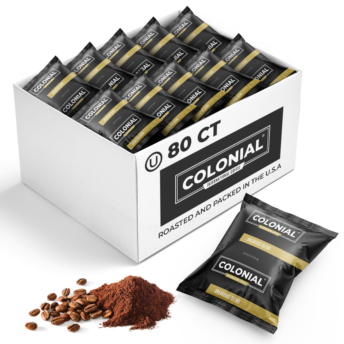 Colonial Coffee Ground Frac Packs, Variety Pack, Med/Dark/Decaf, 32-Ct