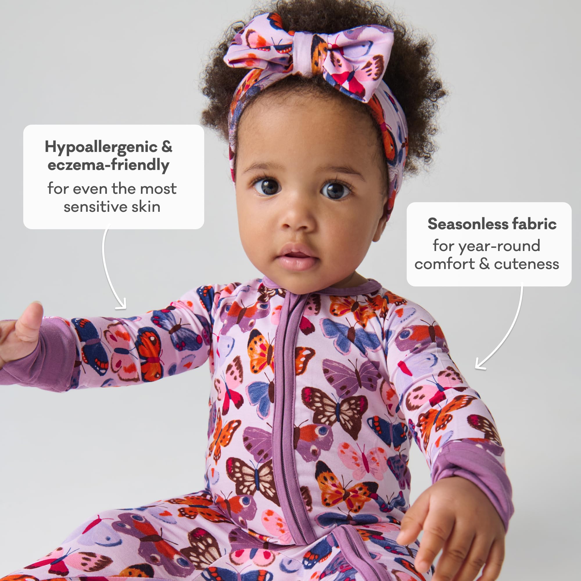 Little Sleepies Baby Pajamas, Butterfly Kisses, 12-18 months