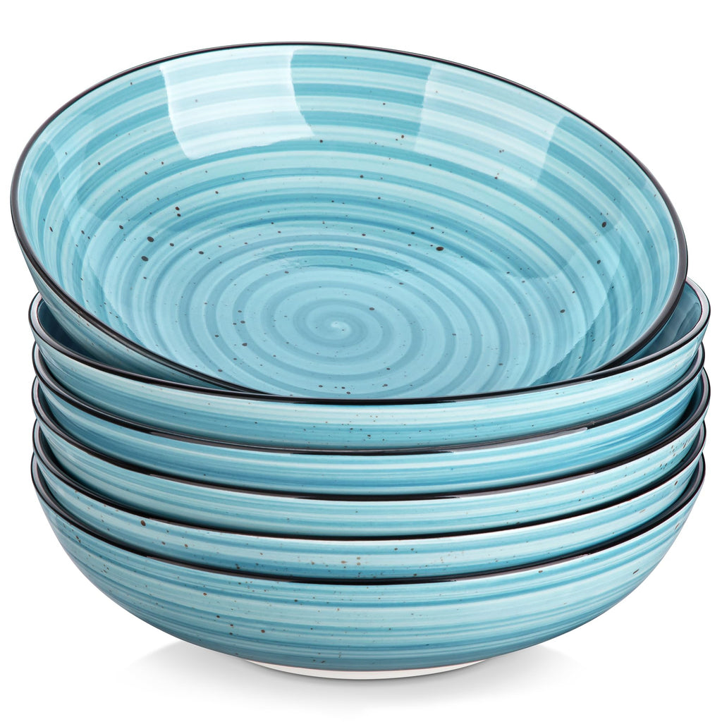 vancasso Bonita Pasta Bowls Set of 6, 50oz Large Salad Bowls for Kitchen, Corlorful Stoneware Serving Bowls Dishwasher & Microwave Safe