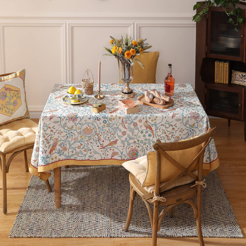 patdrea Vintage French Linen Tablecloth,Square,67"x67"-Magnolia