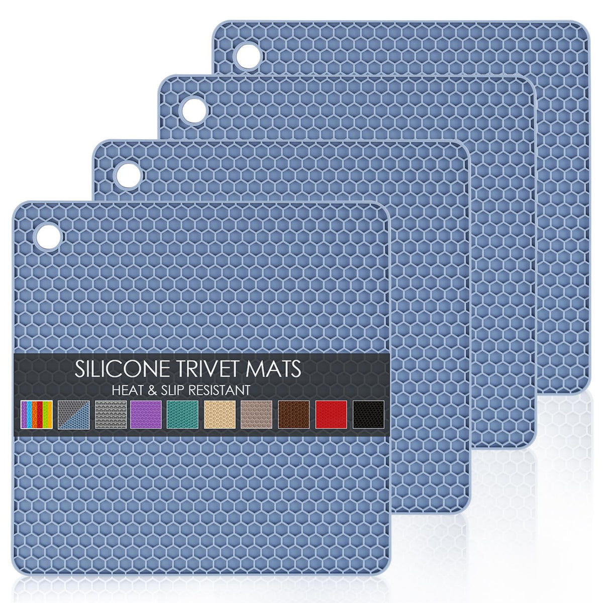 Silicone Trivets for Hot Pots and Pans, 3 Pack Heat Resistant Pot Holders for kitchen Large Silicone Trivet Mat for Hot Dishes, Black Hot Pads for Kitchen Counter, Hot Mats Spoon Rest, 9 * 12 Inches