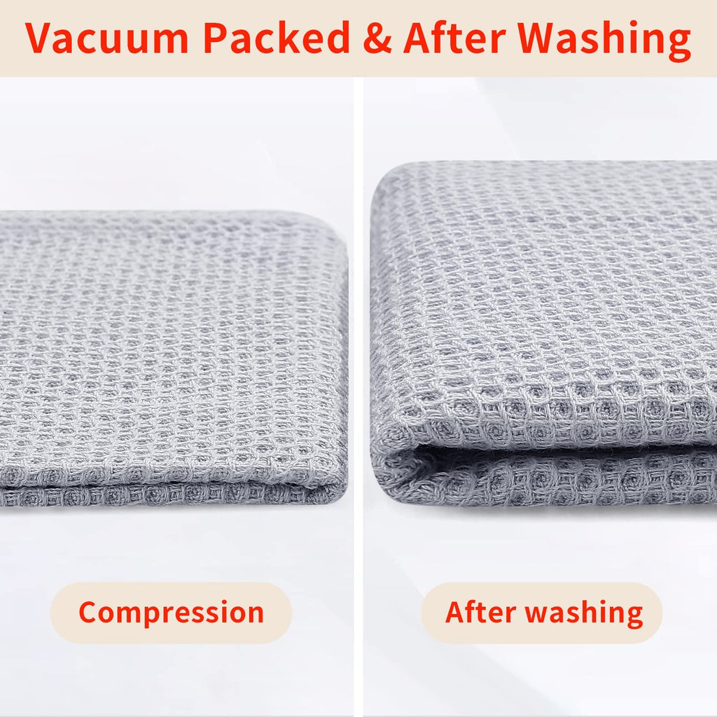 Homaxy 100% Cotton Waffle Weave Kitchen Dish Cloths, Ultra Soft Absorbent Quick Drying Dish Towels, 12 x 12 Inches, 8-Pack, Light Gray