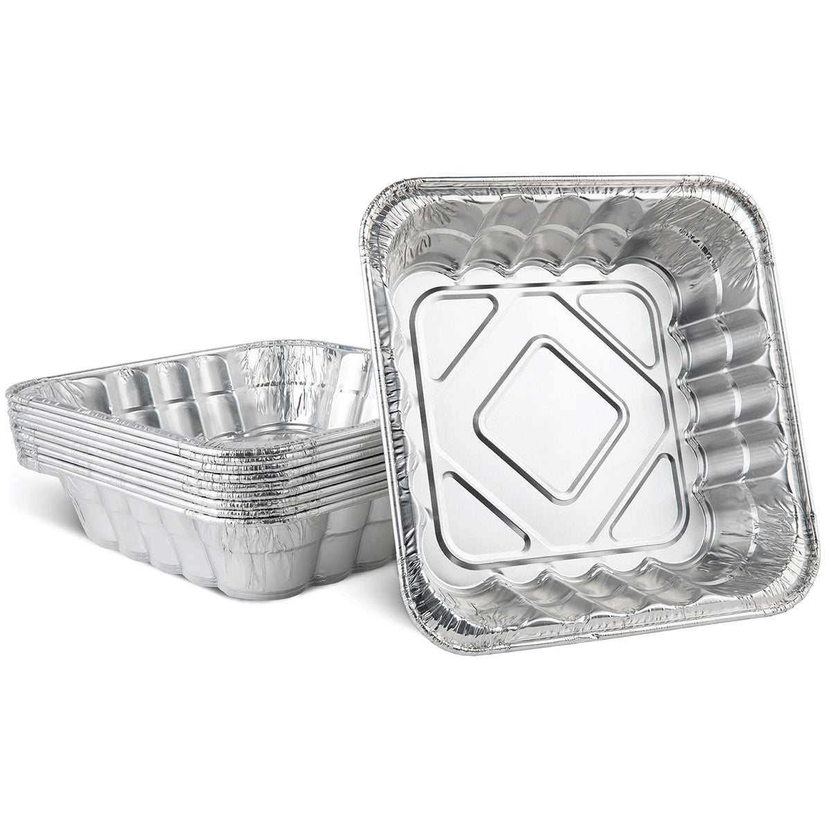 PLASTICPRO Disposable 8'' X 8'' X 2'' Inch Square Aluminum Tin Foil Baking Pans Bakeware - Cookware Perfect for Baking Cakes, Breads, Brownies, Bread, Meatloaf, Lasagna, Pack of 10