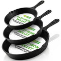 NutriChef 3 Pieces Pre-Seasoned Cast Iron Skillets