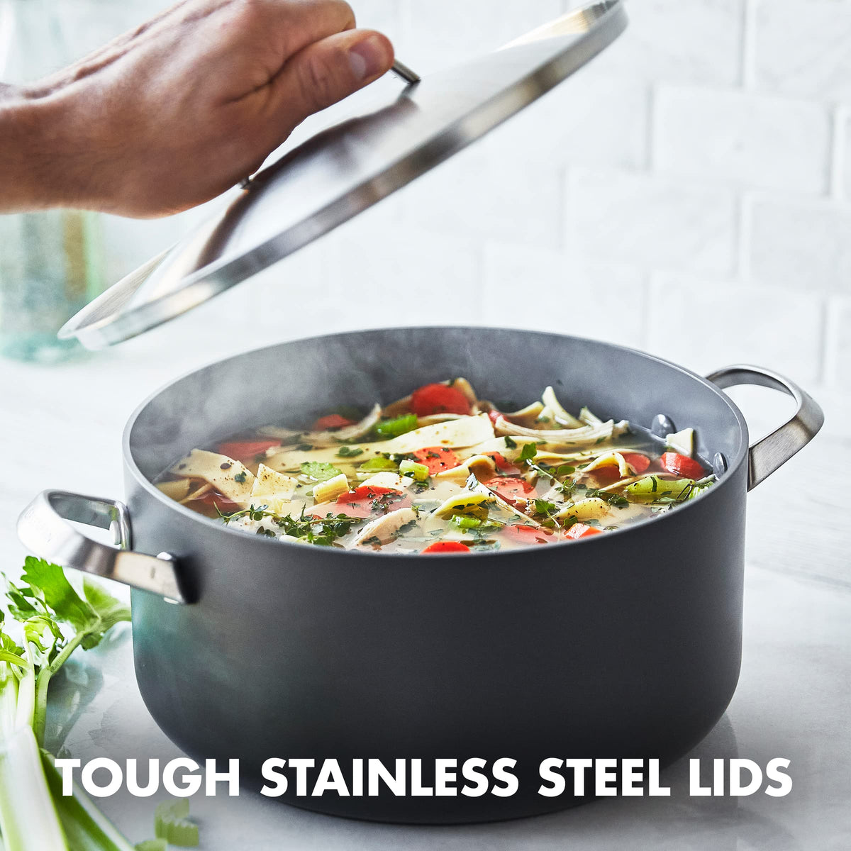 GreenPan Paris Pro Hard Anodized Healthy Ceramic Nonstick, 14 Piece Cookware Pots and Pans Set with Stainless Steel Lids, PFAS-Free, Dishwasher Safe, Grey