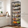 DurayLoly 7-Tier 300LBS Basket Wire Shelving Unit, Locking Wheels, Black
