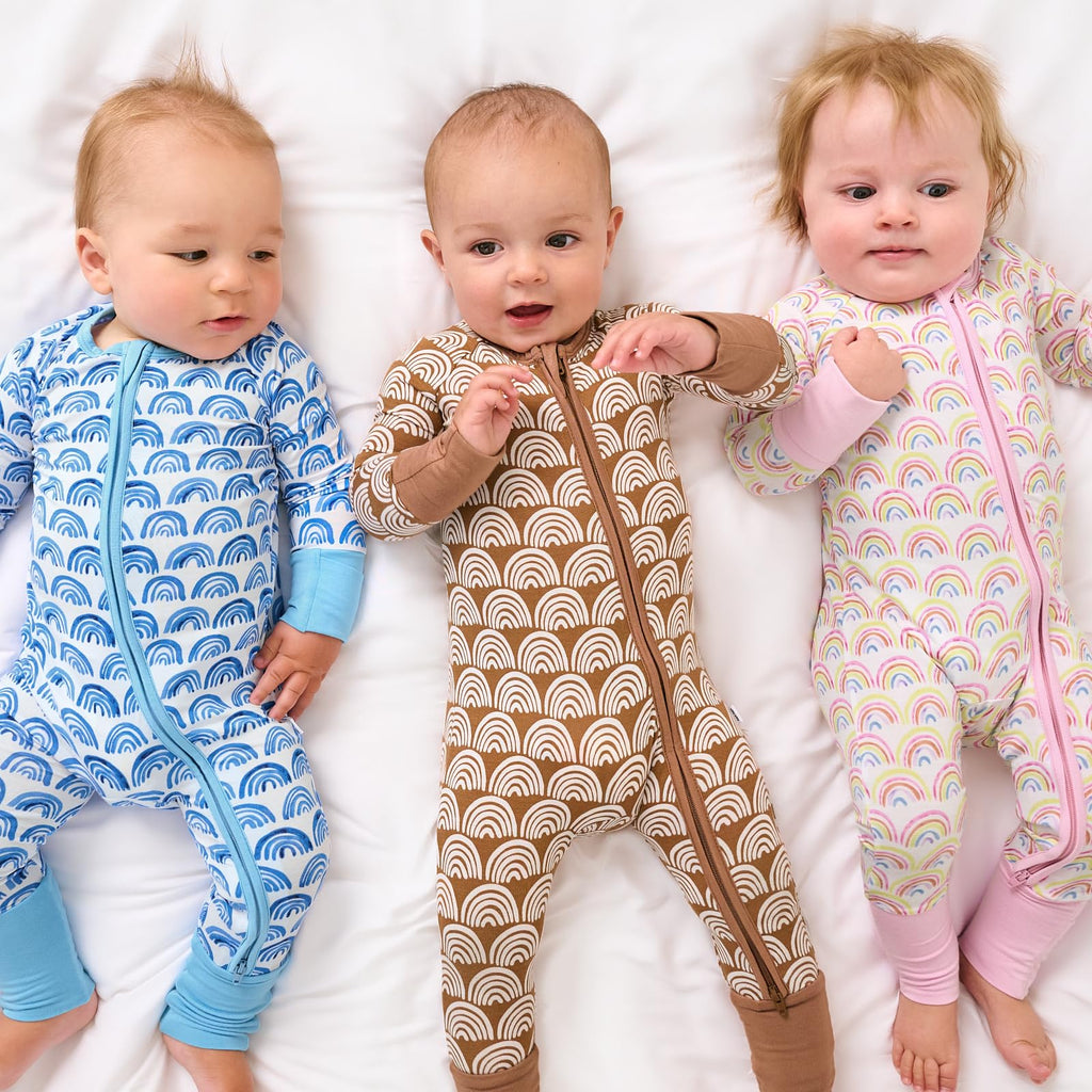 Little Sleepies Baby Pajamas, Blue Rainbows, Preemie