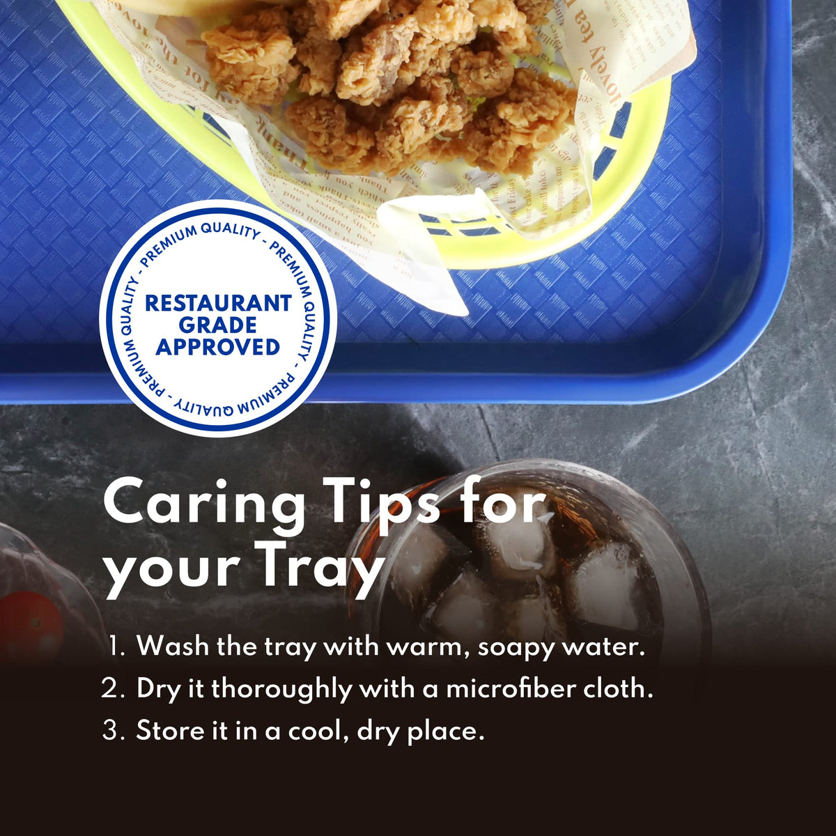 New Star Foodservice Fast Food Tray, 12 x 16 Inch, Blue, Set of 12