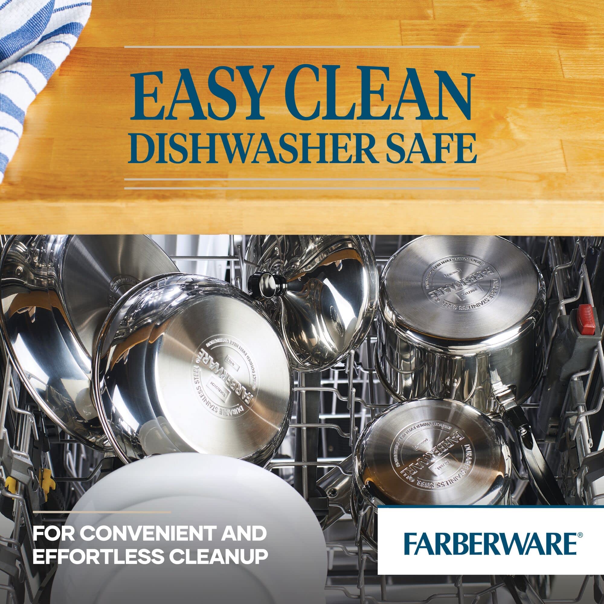 Farberware Classic Series Stainless Steel Double Boiler and Saucepan with Lid, Double Boilers For Stove Top, 2-Quart