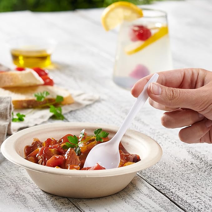 Pantry Value [400 Count] Lightweight White Plastic Tea Spoons - Disposable Cutlery for Parties, Events, and Dinner (Formerly Comfy Package)