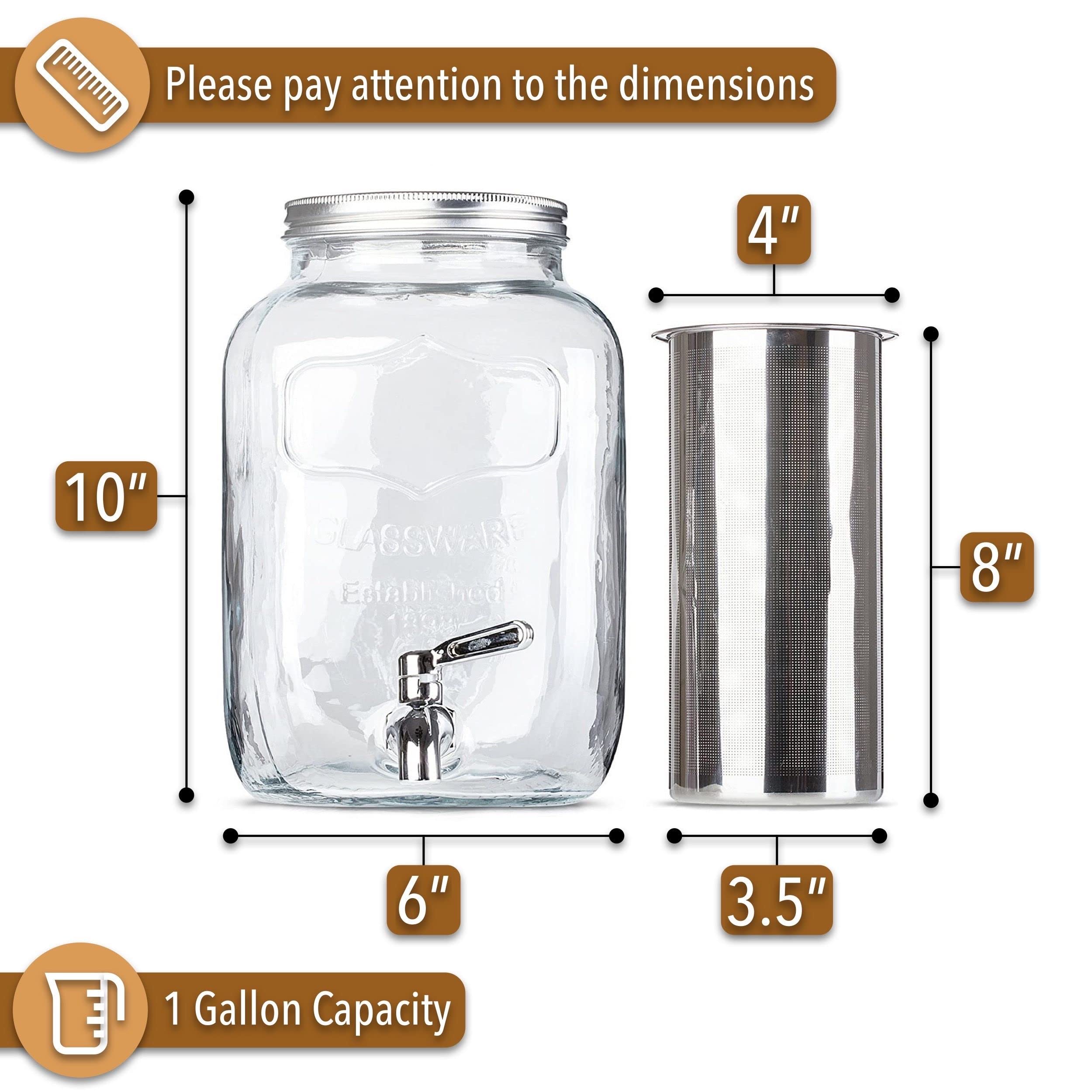 BTaT- 1 Gallon Cold Brew Coffee Maker, Thick Glass Pitcher