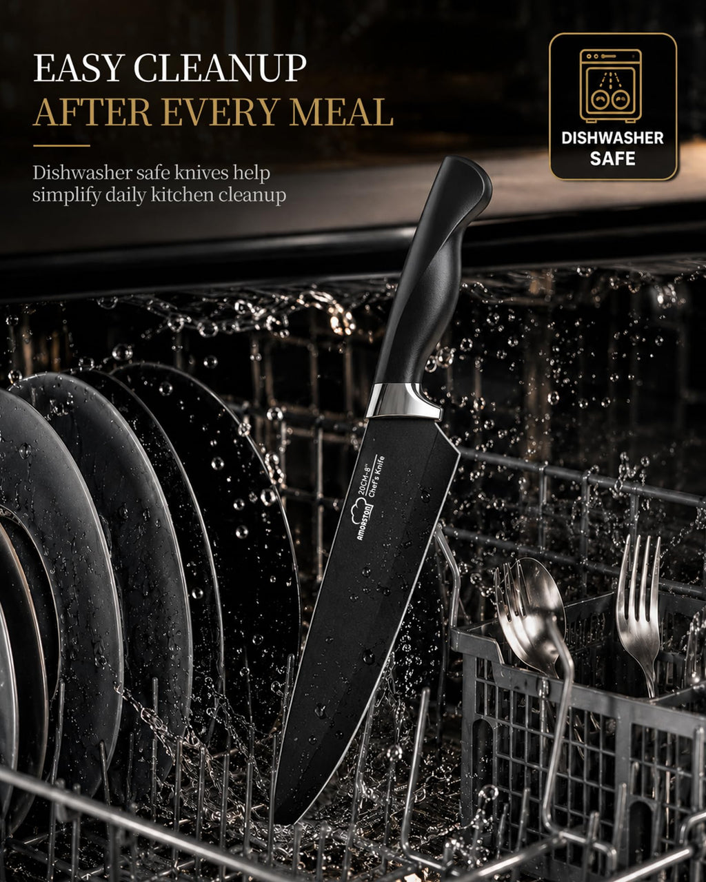 Amorston Knife Set 15 Piece Kitchen Knife Set with Block