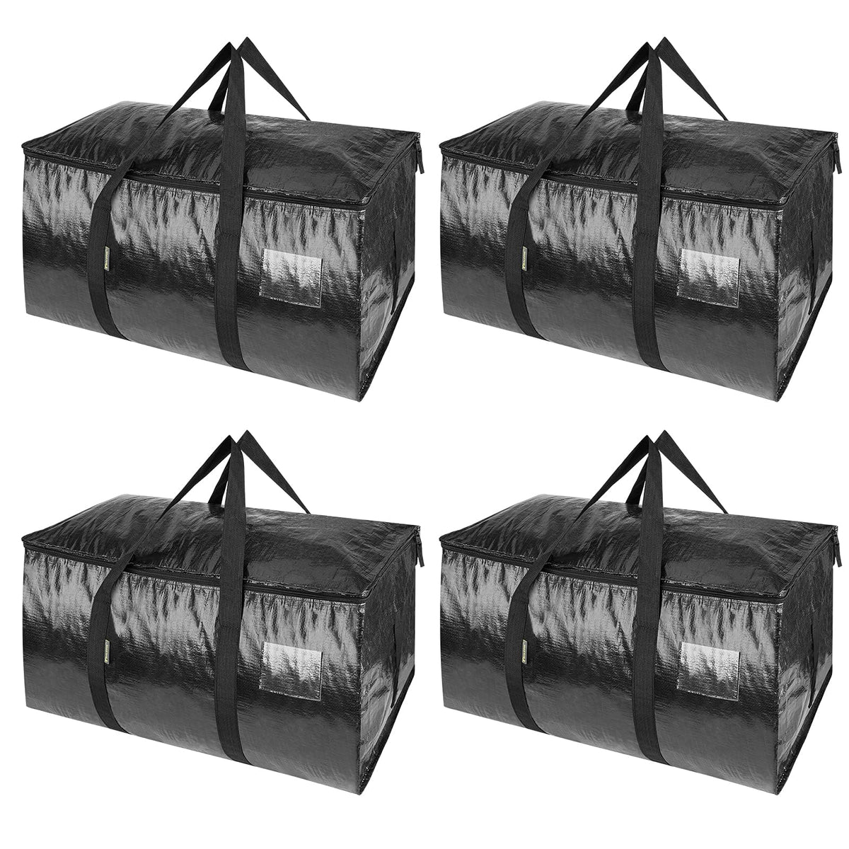 BALEINE 4-Pack Oversized Moving Bags with Reinforced Handles, Heavy-Duty Storage Tote Moving Supplies for Packaging, Camping (Blue w/Window, 4-Pack)