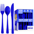 Party Solids Dark Blue Plastic Silverware 300 Pcs Dark Blue Cutlery Set