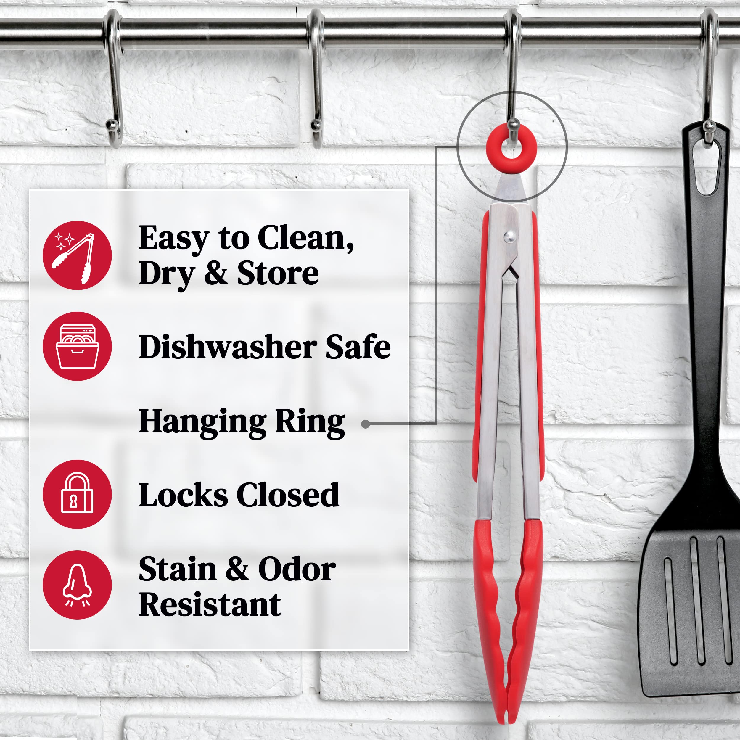Popco 3-Piece Kitchen Tongs Set – Stainless Steel Heat Resistant Silicone Tips, Strong Comfort Grip, 3 Sizes (7, 9, 12 Inch), Non-Scratch, Dishwasher Safe, For Cooking, BBQ, Salad