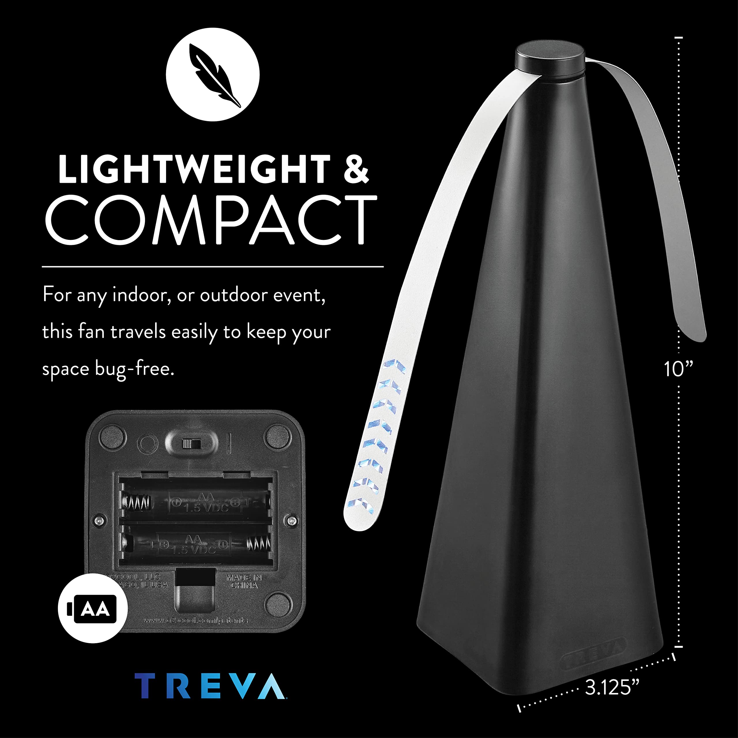 Treva Bug Fan Fly Deterrent with Holographic Blades 2-Pack Black