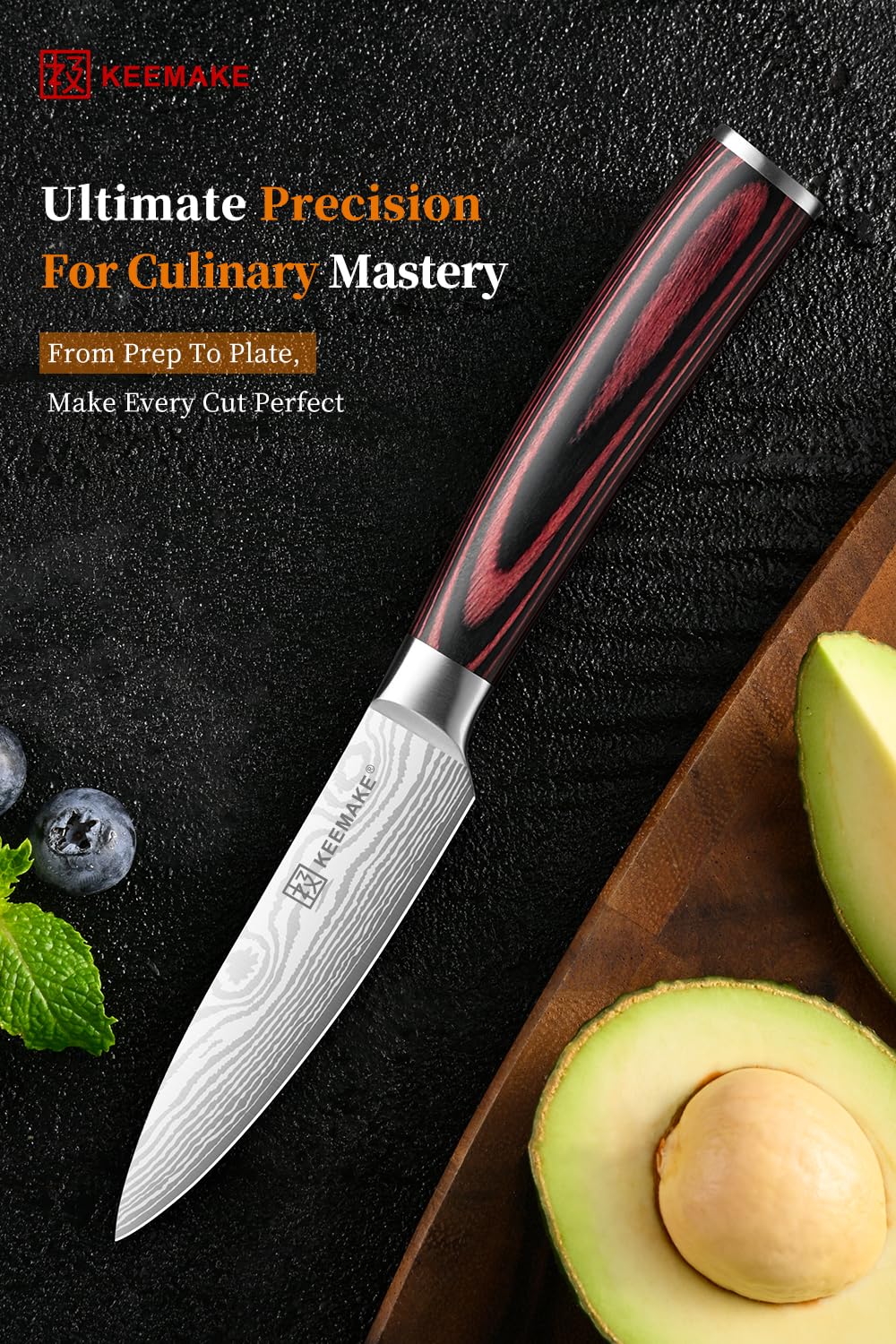 KEEMAKE 3.5 Inch Paring Knife, Ultra Sharp Fruit Knife