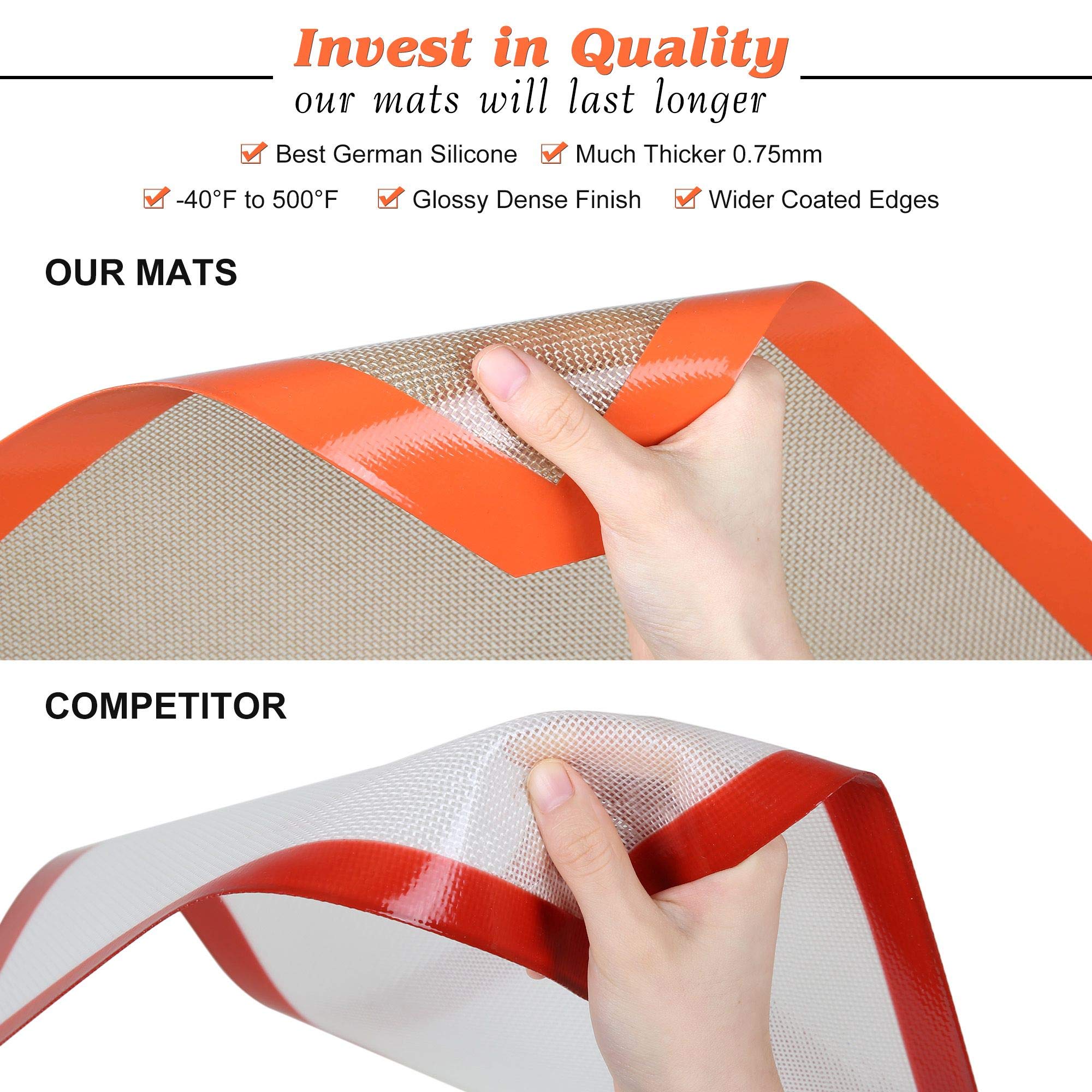 MMmat Best German Silicone Baking Mat - Half + Medium + Quarter Sheets Set