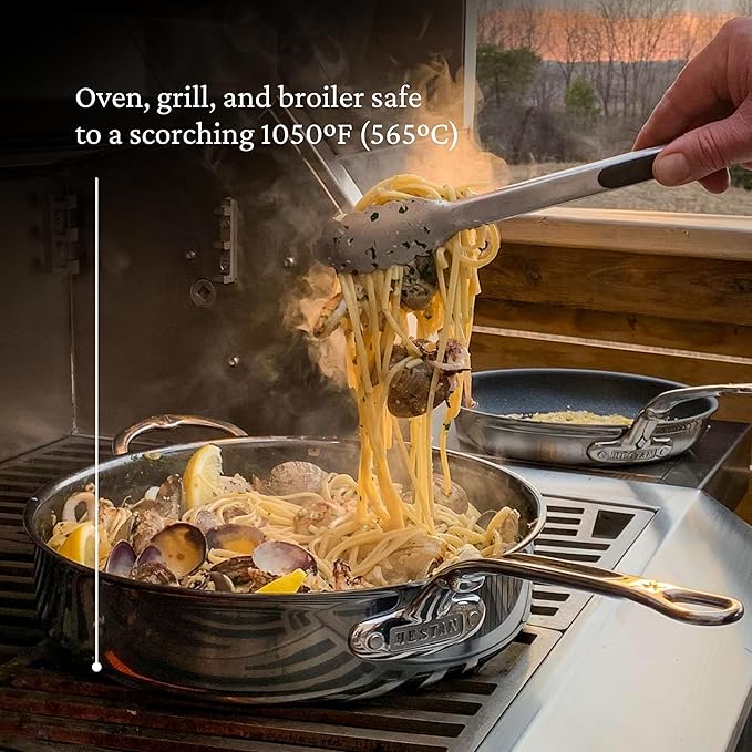 Hestan - NanoBond Collection - Titanium Stainless Steel 3.5-Quart Sauté Pan with Lid - Toxin, PFAS, & Chemical Free Clean Cookware, Induction Cooktop Compatible
